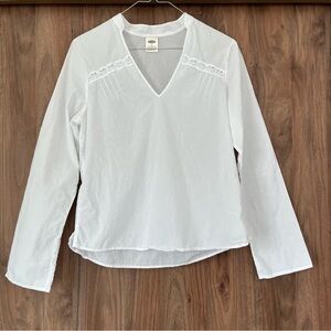 Old Navy 100% Cotton White Shift Cottage Core Long Sleeve Blouse Shirt Top S